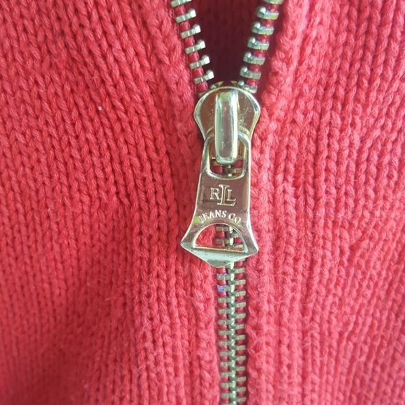 SOLD!! RALPH LAUREN Red Moto Sweater - Size X-Large - Picture 4 of 5